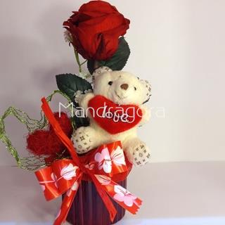 Rosa preservada con peluche - Imagen 1